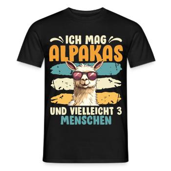 Alpaga J’AIME LES ALPAGAS ET PEUT-ÊTRE 3 PERSONNES - T-shirt homme - noir - Devant - AI Model Male 178 light (178cm)