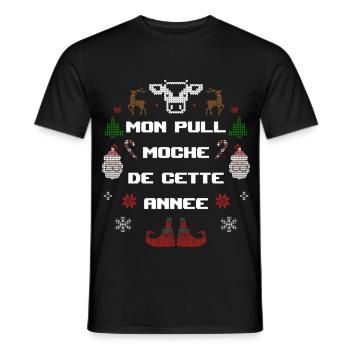 Mon Pull Moche de Noël Tradition Joyeuse Paysan - T-shirt homme - noir - Devant - AI Model Male 178 light (178cm)