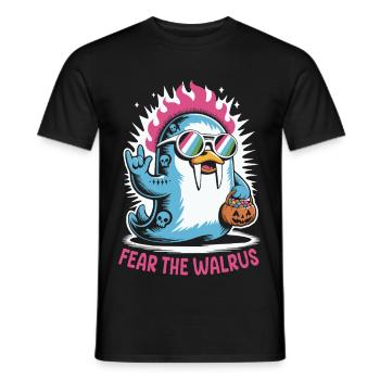 Walross Punk Rocker Halloween  - Männer T-Shirt - Schwarz - Vorne - AI Model Male 178 light (178cm)