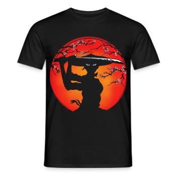 Samurai girl - Men's T-Shirt - black - Front - AI Model Male 178 light (178cm)