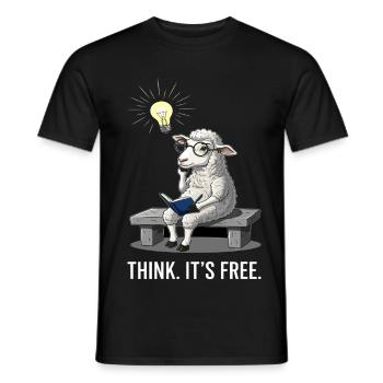 Denkendes Schaf - Freiheit  - Männer T-Shirt - Schwarz - Vorne - AI Model Male 178 light (178cm)