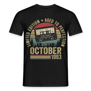 Voiture classique Octobre 1993 Cadeau d’anniversaire Octobre - T-shirt homme - noir - Devant - AI Model Male 178 light (178cm)