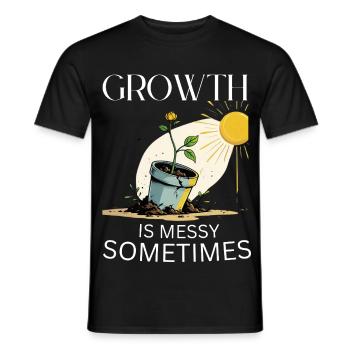 Wachstumsmetapher mit Blume und Sonne - Männer T-Shirt - Schwarz - Vorne - AI Model Male 178 light (178cm)