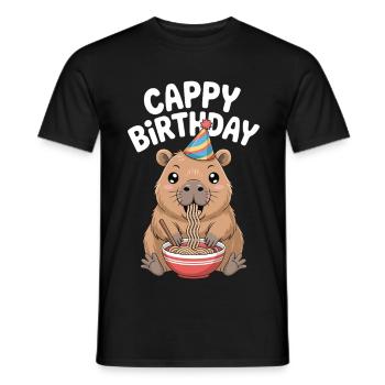  Capybara Ramen Capy Geburtstag Cappy Birthday - Männer T-Shirt - Schwarz - Vorne - AI Model Male 178 light (178cm)