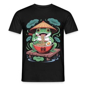 Frosch Ramen Enjoyment Adventure with Asian - Men's T-Shirt - black - Front - AI Model Male 178 light (178cm)