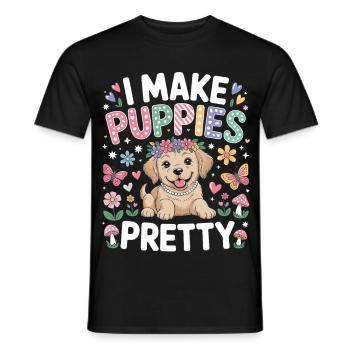 Toiletteur pour chiens Je rends les chiots jolis Je fais - T-shirt homme - noir - Devant - AI Model Male 178 light (178cm)