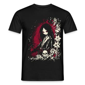 Fille kimono d'anime japonais effrayante et horreur - T-shirt homme - noir - Devant - AI Model Male 178 light (178cm)