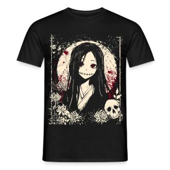 Manga d'horreur Demon Girl Kimono Anime - T-shirt homme - noir - Devant - AI Model Male 178 light (178cm)