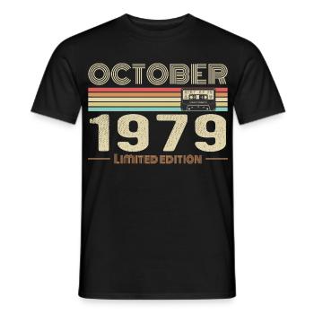 Geburtstag Oktober 1979 - Männer T-Shirt - Schwarz - Vorne - AI Model Male 178 light (178cm)