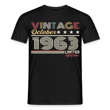 October 1963 Retro Anniversary 1963 October 1963 - Men's T-Shirt - black - Front - AI Model Male 178 light (178cm)