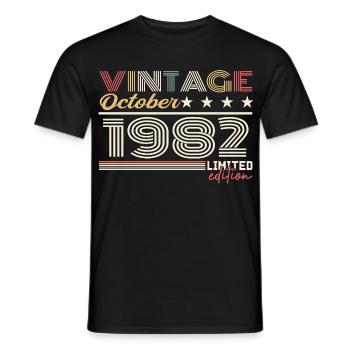 Octobre 1982 rétro anniversaire 1982 Octobre 1982  - T-shirt homme - noir - Devant - AI Model Male 178 light (178cm)