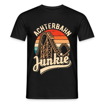 Roller Coaster Junkie - Adrenaline Fan - Looping - Men's T-Shirt - black - Front - AI Model Male 178 light (178cm)