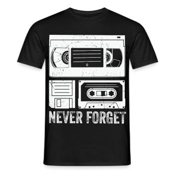 Cassette vintage n’oubliez jamais - T-shirt homme - noir - Devant - AI Model Male 178 light (178cm)