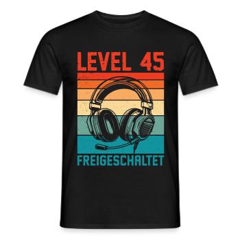 45. Geburtstag Männer Gamer Level 45 Unlocked - Männer T-Shirt - Schwarz - Vorne - AI Model Male 178 light (178cm)
