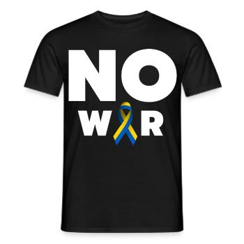 No War Text mit ukrainischer Solidaritätsschleife - Männer T-Shirt - Schwarz - Vorne - AI Model Male 178 light (178cm)