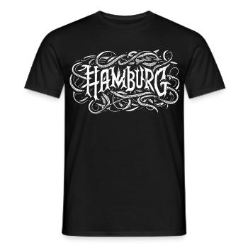 Hamburg heavy metal headbanger typography - Men's T-Shirt - black - Front - AI Model Male 178 light (178cm)