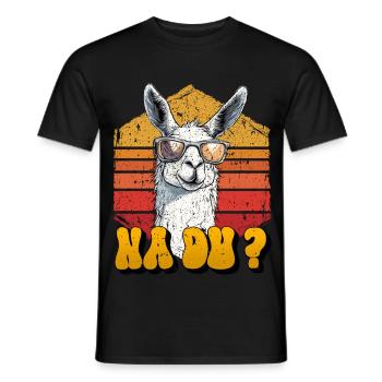 Alpaka Fan NA DU? Retro Lama Lustiges - Männer T-Shirt - Schwarz - Vorne - AI Model Male 178 light (178cm)