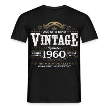 65e anniversaire Millésime Septembre Année 1960 - T-shirt homme - noir - Devant - AI Model Male 178 light (178cm)