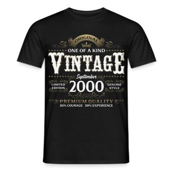 25th Birthday Vintage September 2000 - Men's T-Shirt - black - Front - AI Model Male 178 light (178cm)