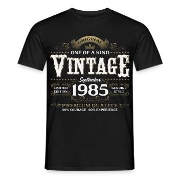 40e anniversaire Millésime Septembre Année 1985 - T-shirt homme - noir - Devant - AI Model Male 178 light (178cm)