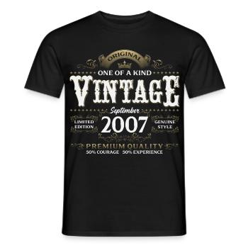 18th Birthday Vintage September Vintage 2007 - Men's T-Shirt - black - Front - AI Model Male 178 light (178cm)