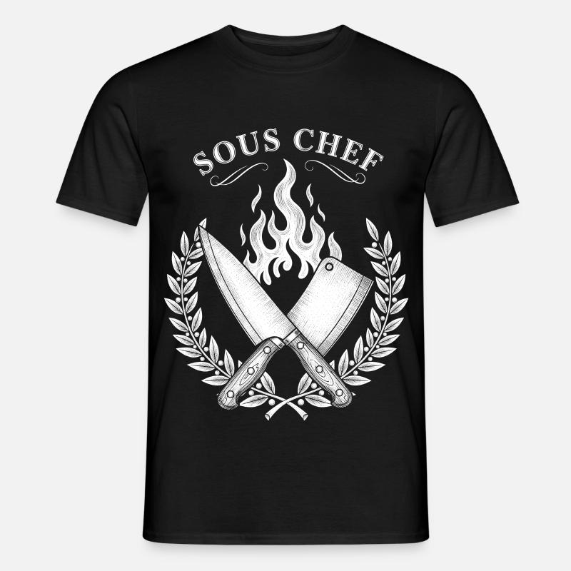 Sous-chef Flammes Conception de cuisson - T-shirt homme - noir