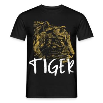 Elegant and Wild Tiger - Men's T-Shirt - black - Front - AI Model Male 178 light (178cm)