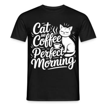 Coffee cup and coffee perfect morning - Men's T-Shirt - black - Front - AI Model Male 178 light (178cm)