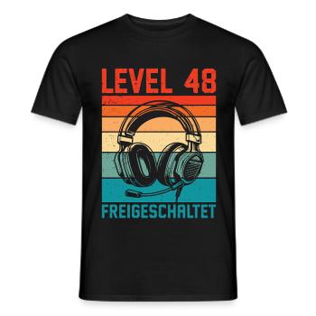 48. Geburtstag Männer Gamer Level 48 Unlocked - Männer T-Shirt - Schwarz - Vorne - AI Model Male 178 light (178cm)
