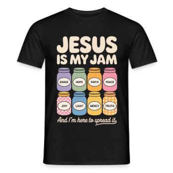 Jésus est ma confiture : foi, espoir, paix, - T-shirt homme - noir - Devant - AI Model Male 178 light (178cm)