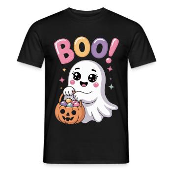Kawaii Geist Boo Süßes Spukabenteuer - Männer T-Shirt - Schwarz - Vorne - AI Model Male 178 light (178cm)