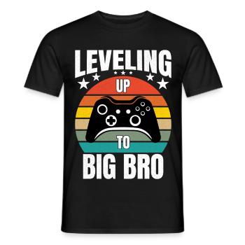 Gaming Gamer Brother qui monte de niveau jusqu’à Big Bro - T-shirt homme - noir - Devant - AI Model Male 178 light (178cm)