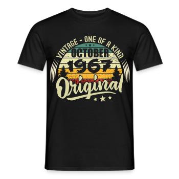 Cadeau Anniversaire Octobre 1967 - T-shirt homme - noir - Devant - AI Model Male 178 light (178cm)
