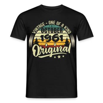 Cadeau Anniversaire Octobre 1961 - T-shirt homme - noir - Devant - AI Model Male 178 light (178cm)