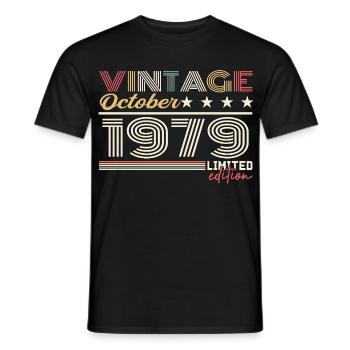 Octobre 1979 rétro anniversaire 1979 Octobre 1979  - T-shirt homme - noir - Devant - AI Model Male 178 light (178cm)