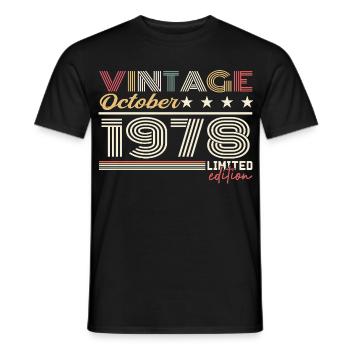 Octobre 1978 rétro anniversaire 1978 Octobre 1978  - T-shirt homme - noir - Devant - AI Model Male 178 light (178cm)