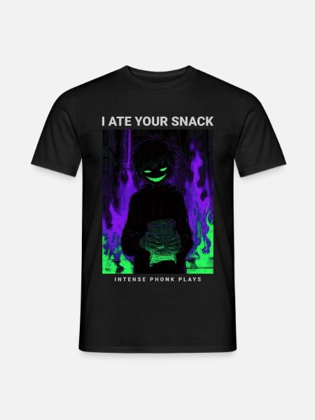 Vaporwave Phonk Anime Horror Snack Creepy Grin - Miesten T-paita - musta