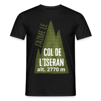 COL DE L’ISERAN ALT 2770 meters - Men's T-Shirt - black - Front - AI Model Male 178 light (178cm)