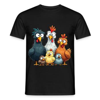 Conception de comédie de groupe de poulets colorés - T-shirt homme - noir - Devant - AI Model Male 178 light (178cm)