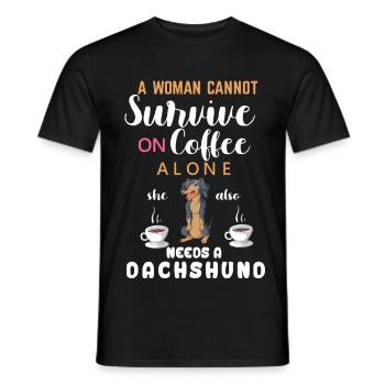 Une femme a besoin de lire un teckel - T-shirt homme - noir - Devant - AI Model Male 178 light (178cm)