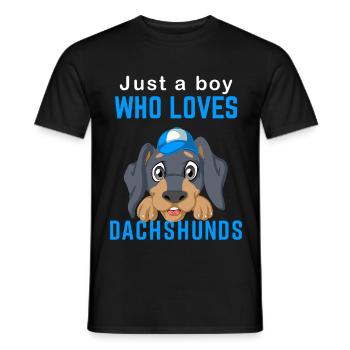 Playful Dachshund Dog Lover for boys - Men's T-Shirt - black - Front - AI Model Male 178 light (178cm)