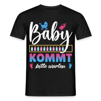 Bald Mama BABY KOMMT BITTE WARTEN Lustig - Männer T-Shirt - Schwarz - Vorne - AI Model Male 178 light (178cm)