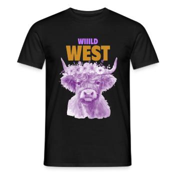 VACHE VIOLETTE DU SAUVAGE OUEST - T-shirt homme - noir - Devant - AI Model Male 178 light (178cm)