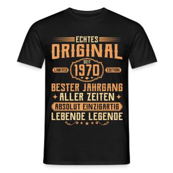 Véritable original depuis 1970 - 55e anniversaire - T-shirt homme - noir - Devant - AI Model Male 178 light (178cm)
