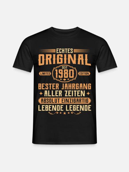 Echtes Original seit 1980 - 45. Geburtstag - Männer T-Shirt - Schwarz