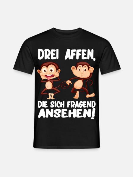 Drei Affen die sich fragend ansehen Lustig - Männer T-Shirt - Schwarz