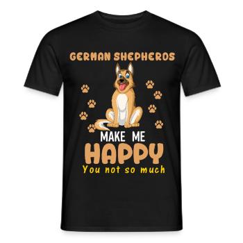 German Shepherd Happiness - Men's T-Shirt - black - Front - AI Model Male 178 light (178cm)