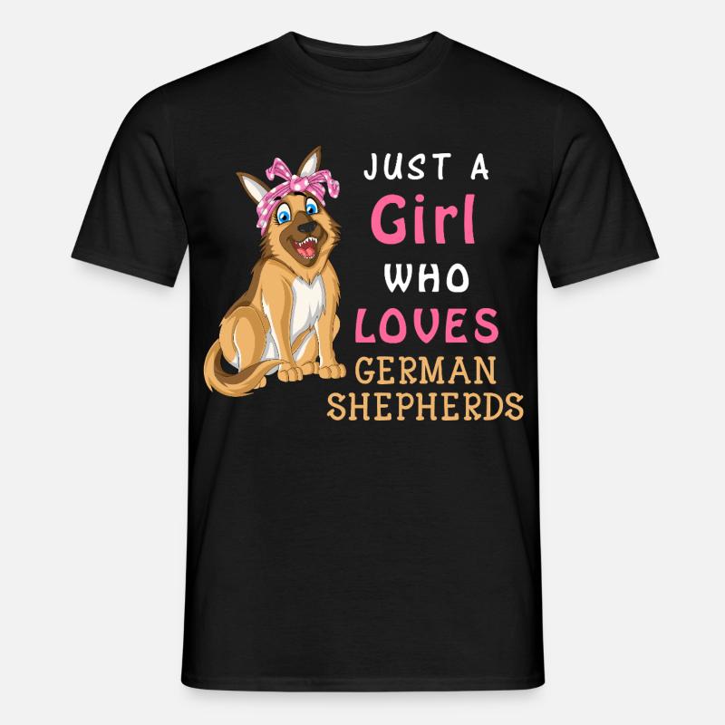 Mädchen liebt Deutschen Schäferhund - Männer T-Shirt - Schwarz