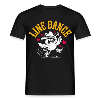 LInedance Tanz Eule mit Cowboyhut - Männer T-Shirt - Schwarz - Vorne - AI Model Male 178 light (178cm)