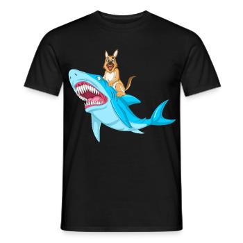Balade en requin berger allemand - T-shirt homme - noir - Devant - AI Model Male 178 light (178cm)